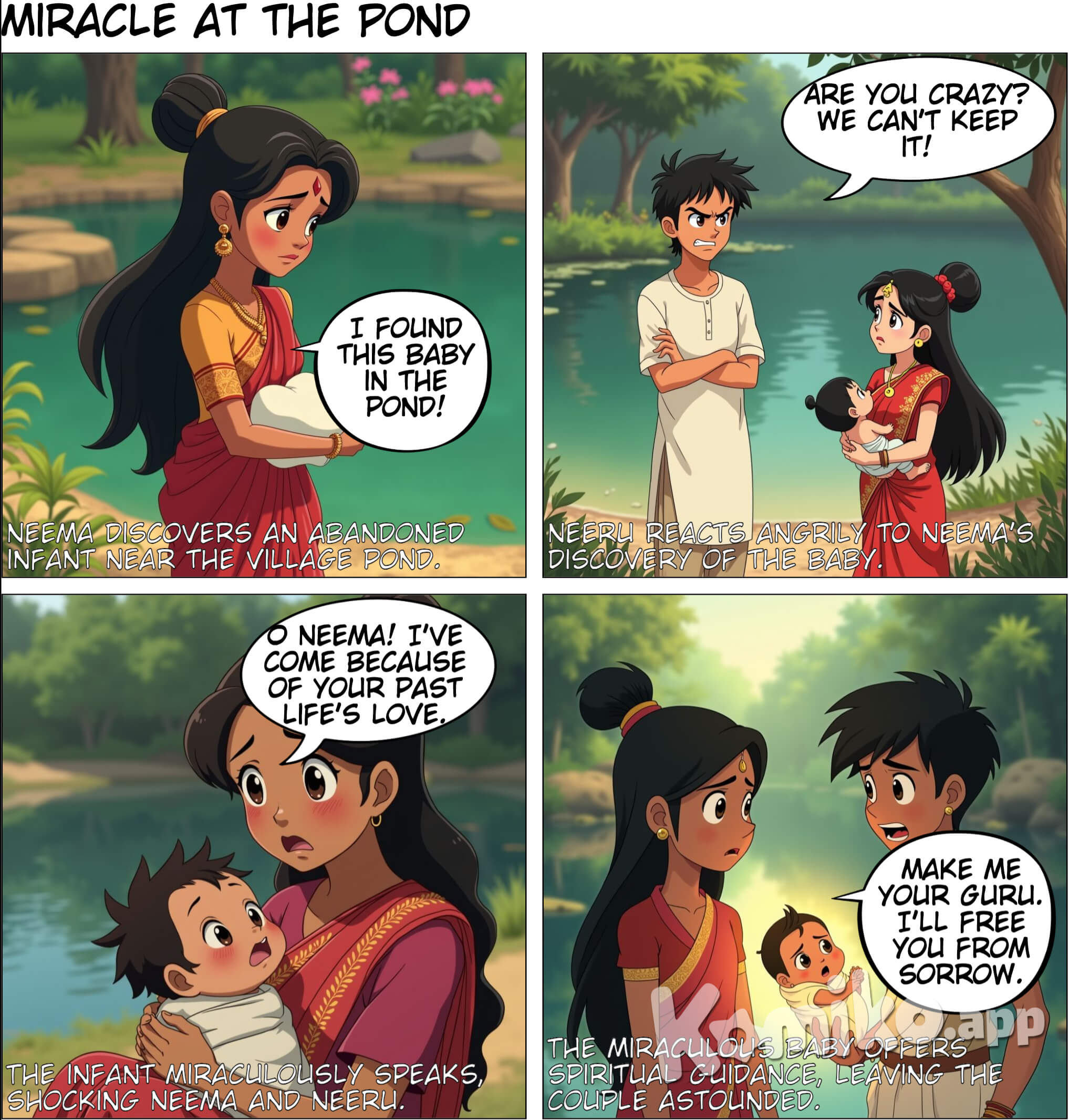 Neema Niru finding the baby(Kabir Sahib) in the lahar talab